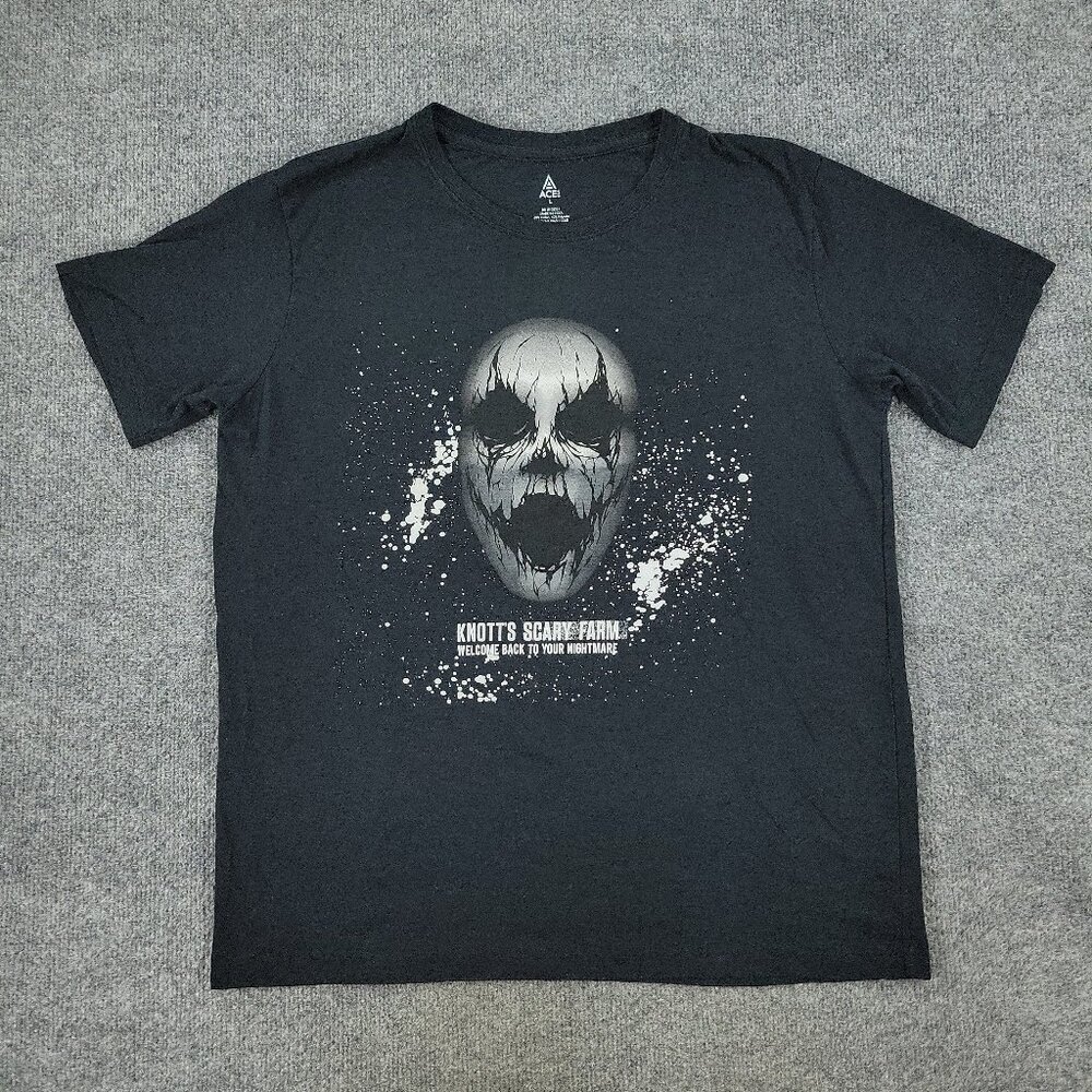 Knott's Scary Farm Shirt Men's Large Black Nightmare Graphic Tee Short Sleeve